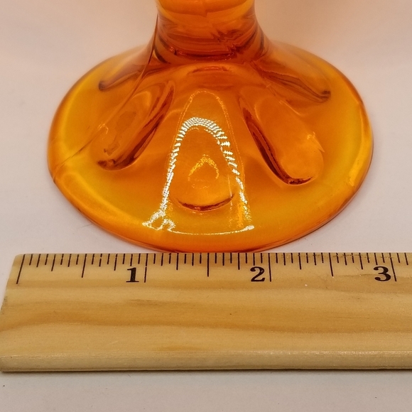Viking Epic 6 Petal Persimmon Handkerchief Vase Compote Art Glass 7"x6.5 Vintage - Picture 10 of 11